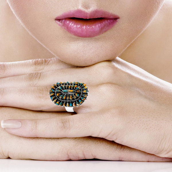 Spiny Turquoise Ring Sterling Silver R2606-C89