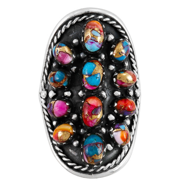 Rainbow Spiny Turquoise Ring Sterling Silver R2611-C91