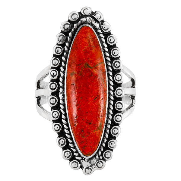 Coral Ring Sterling Silver R2614-C74