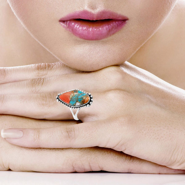 Spiny Turquoise Ring Sterling Silver R2615-C89