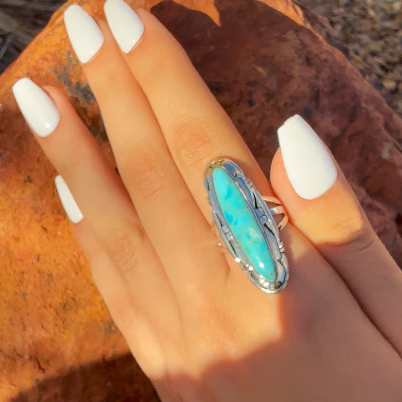 Turquoise Ring Sterling Silver R2619-C75