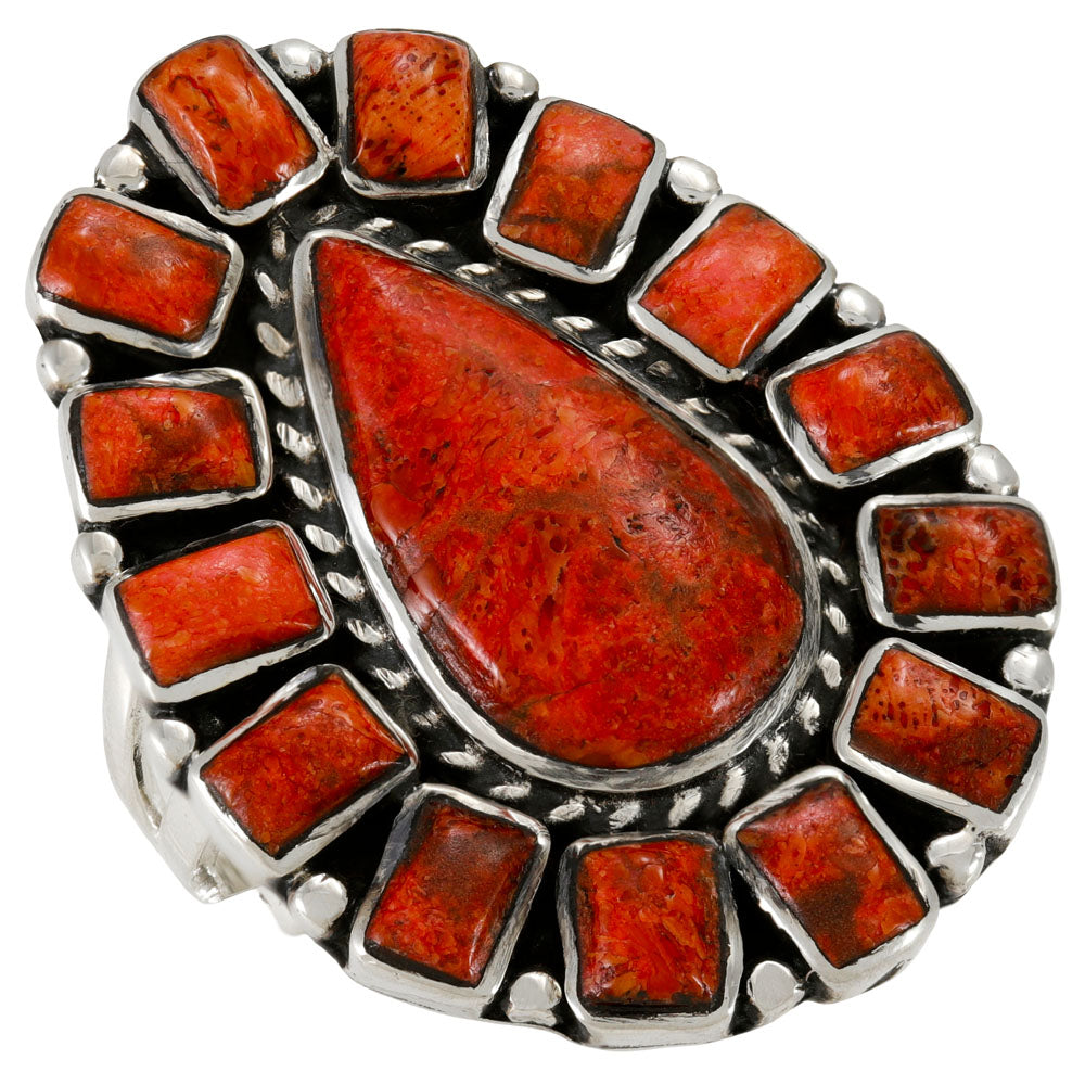 Coral Ring Sterling Silver R2626-C74