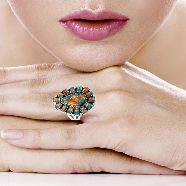 Spiny Turquoise Ring Sterling Silver R2626-C89