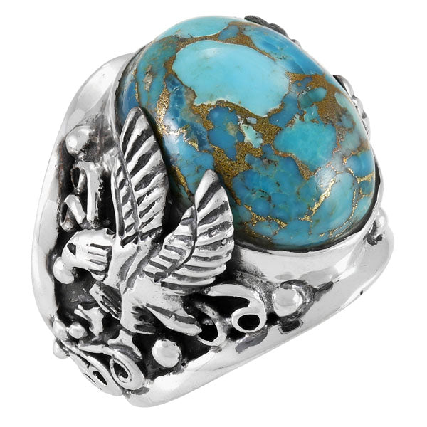 Sterling Silver Turquoise Eagle hot Mens Ring