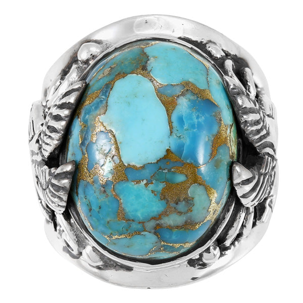 Men's Eagle Matrix Turquoise Ring Sterling Silver R2627-C84 (Sizes 9-13)