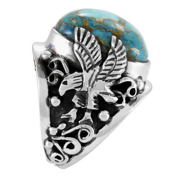 Men's Eagle Matrix Turquoise Ring Sterling Silver R2627-C84 (Sizes 9-13)