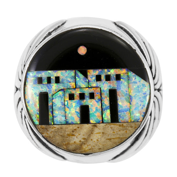 Men's Multi Gem Ring Sterling Silver R2628-C41 (Sizes 9-13)
