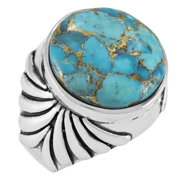 Mens Sterling newest Silver 6g turquoise Opal size 8 Ring