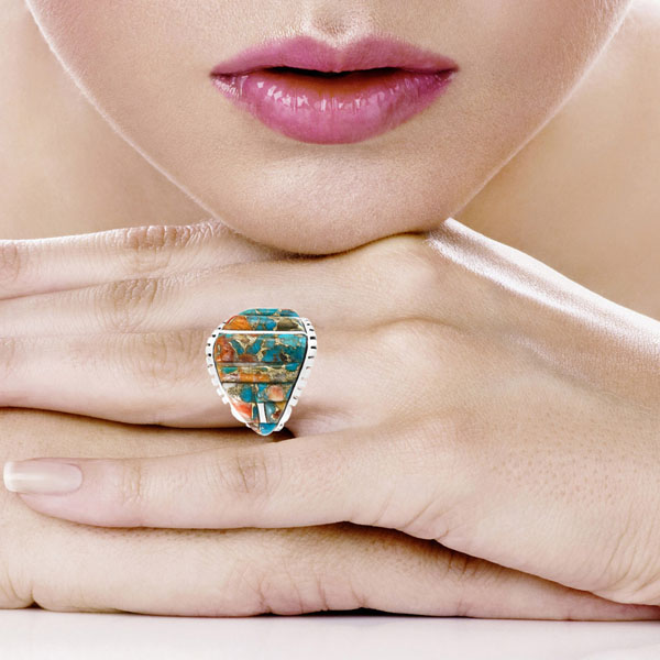 Spiny Turquoise Ring Sterling Silver R2630-SM-C89