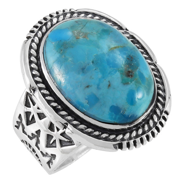 Turquoise Ring Sterling Silver R2632-C75 (Unisex, Sizes 6-13)