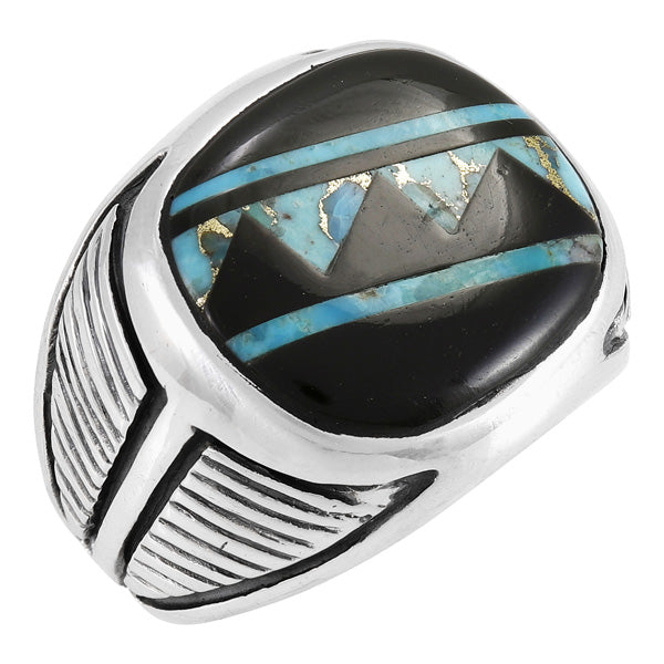 Men's Multi Gem Ring Sterling Silver R2633-C49 (Sizes 9-14)