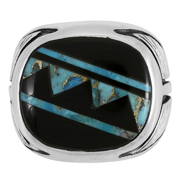 Men's Multi Gem Ring Sterling Silver R2633-C49 (Sizes 9-14)