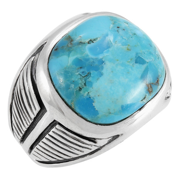 Men's Turquoise Ring Sterling Silver R2633-C75 (Sizes 9-14)