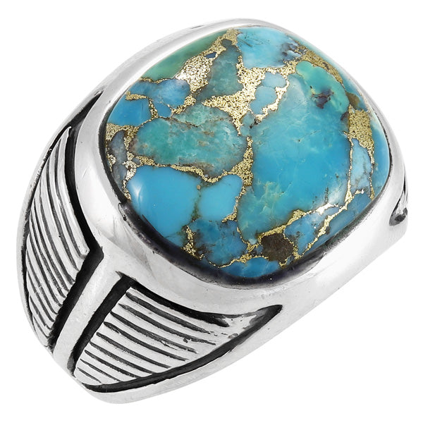 Men's Matrix Turquoise Ring Sterling Silver R2633-C84 (Sizes 9-14)