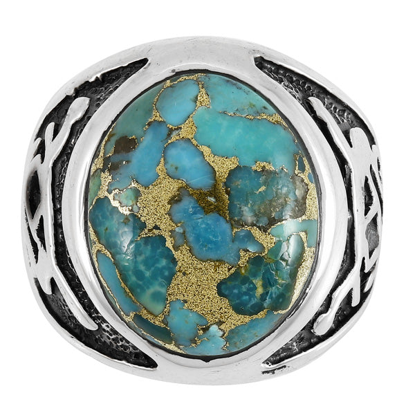 Men's Matrix Turquoise Ring Sterling Silver R2637-C84 (Sizes 9-13)