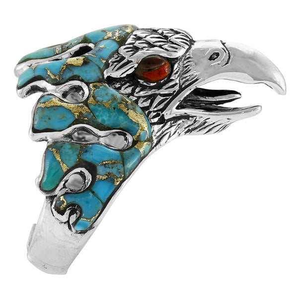 Men's Eagle Matrix Turquoise Ring Sterling Silver R2638-C85 (Sizes 9-14)