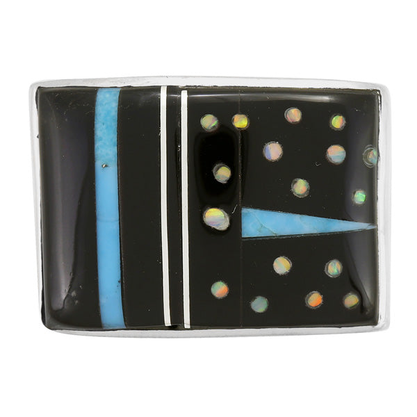 Men's Multi Gem Ring Sterling Silver R2641-C27 (Sizes 9-13)