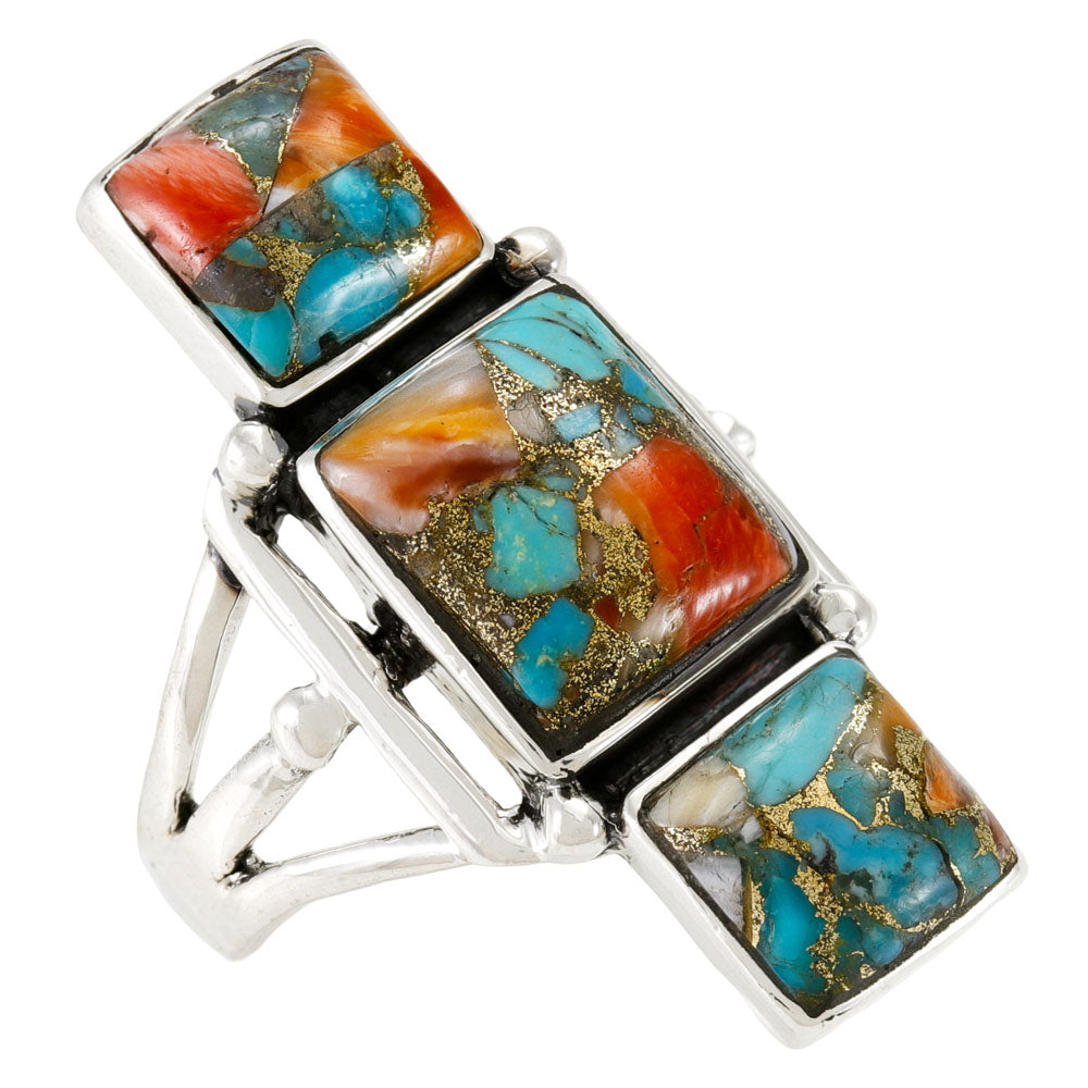 Spiny Turquoise Ring Sterling Silver R2670-C89
