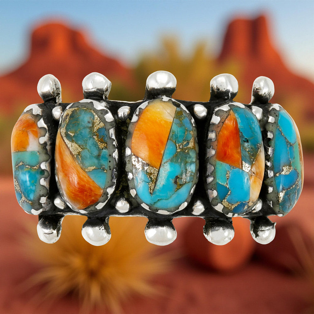 Spiny Turquoise Ring Sterling Silver R2672-C89