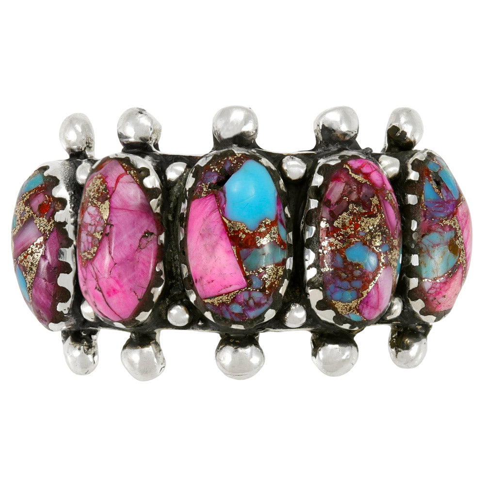 Rainbow Spiny Turquoise Ring Sterling Silver R2672-C91