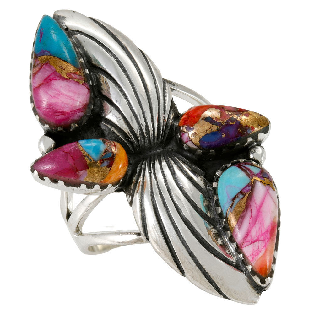Rainbow Spiny Turquoise Ring Sterling Silver R2674-C91