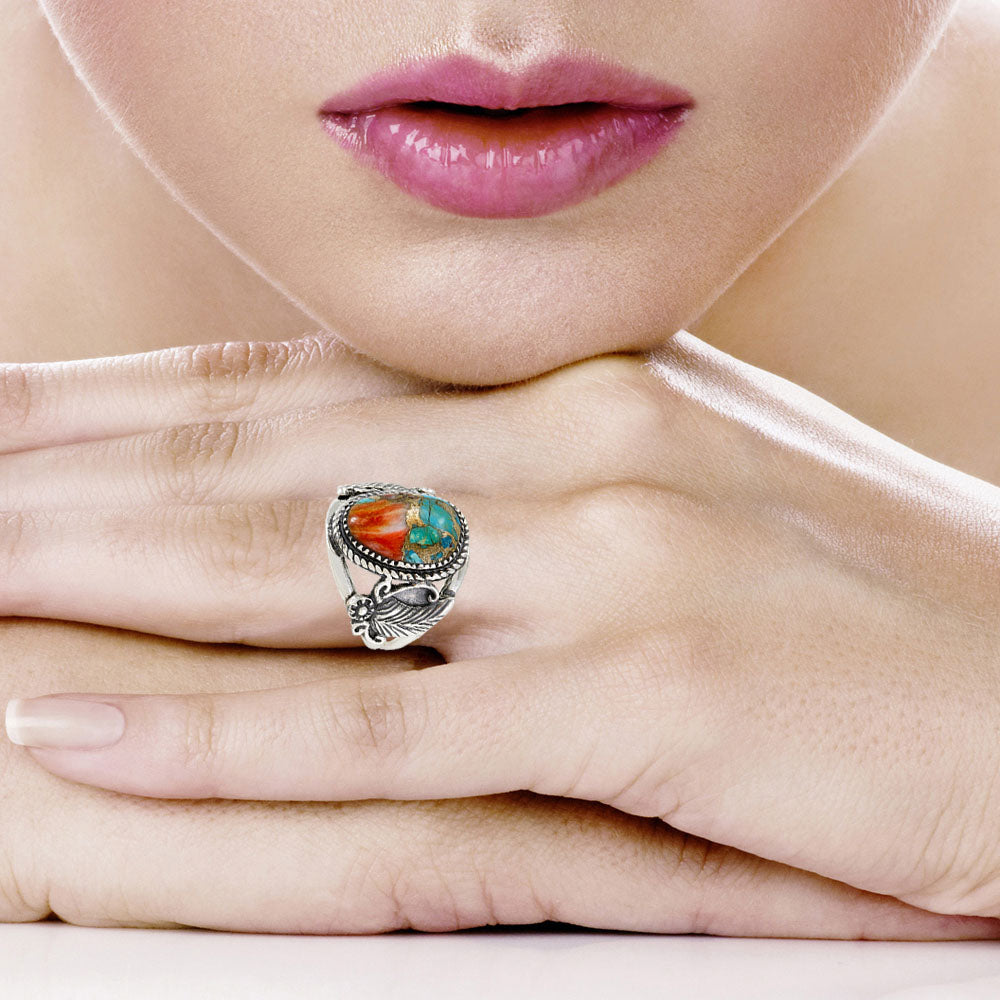 Spiny Turquoise Ring Sterling Silver R2677-C89