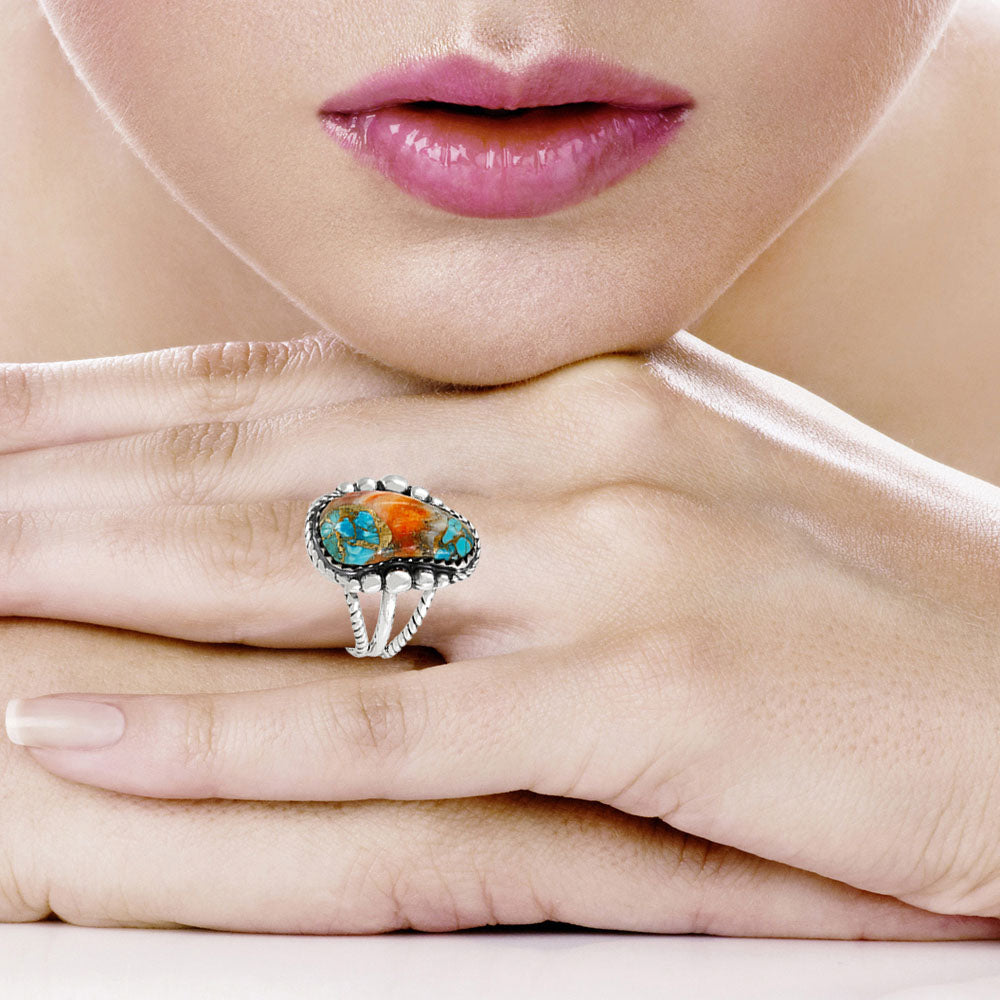 Spiny Turquoise Ring Sterling Silver R2678-C89