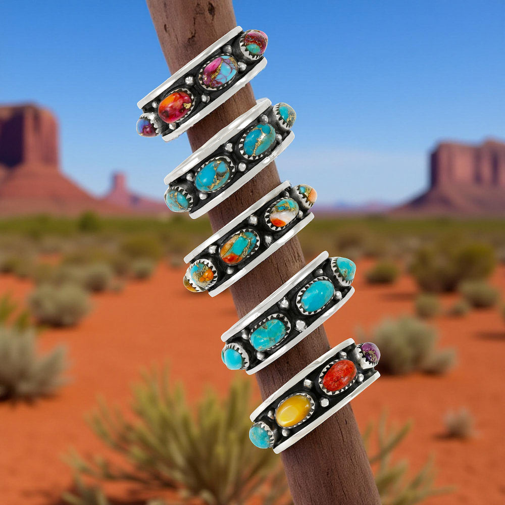 Turquoise Eternity Band Ring Sterling Silver R2679-C75