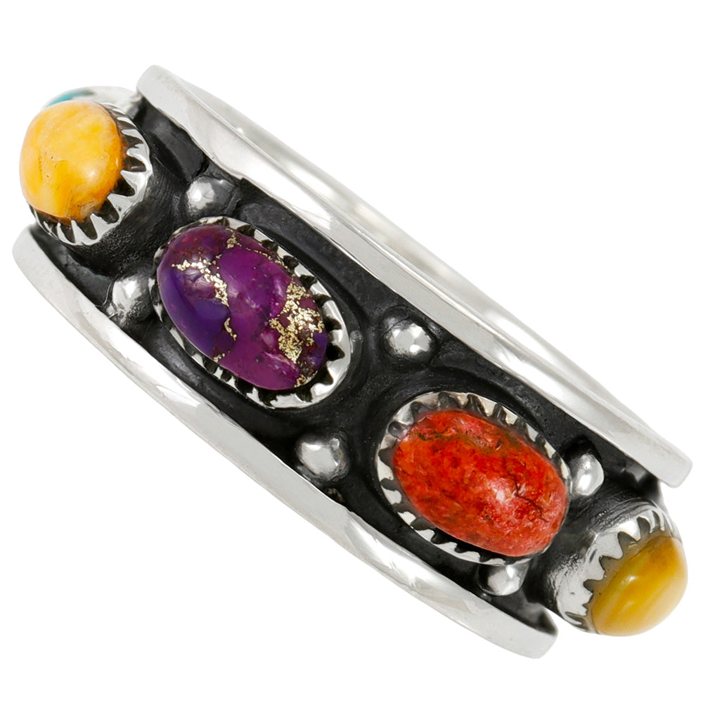 Multi Gemstone Eternity Band Ring Sterling Silver R2679-C71