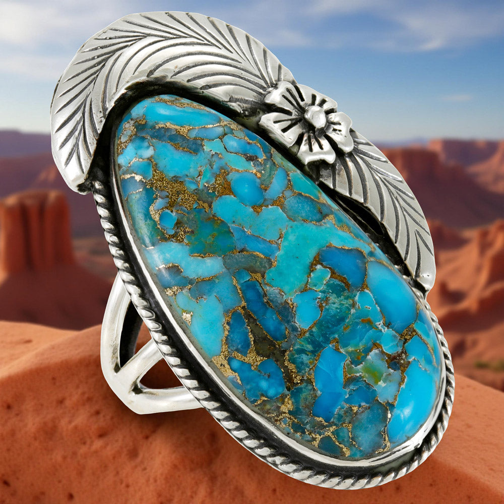 Matrix Turquoise Ring Sterling Silver R2680-C84