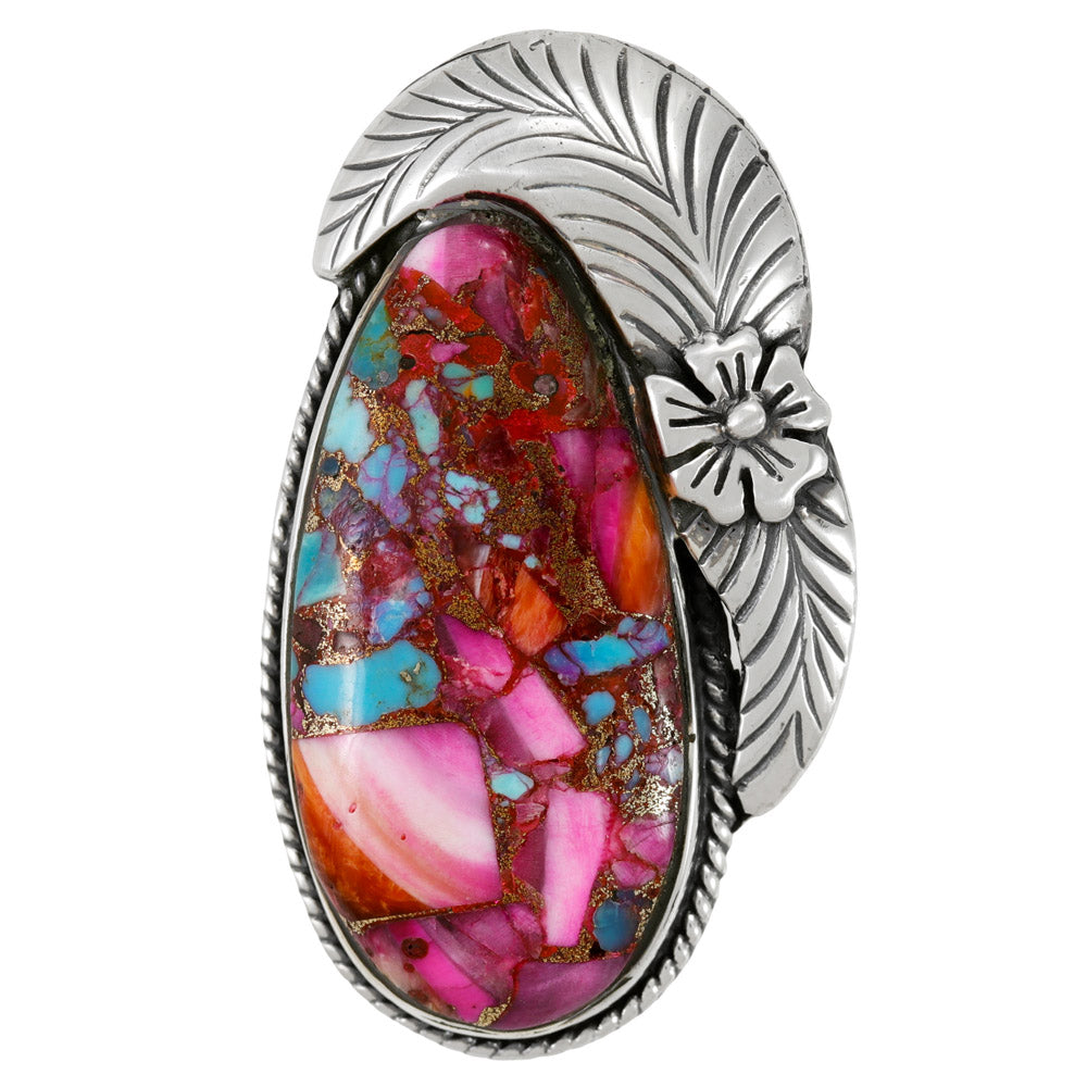 Rainbow Spiny Turquoise Ring Sterling Silver R2680-C91