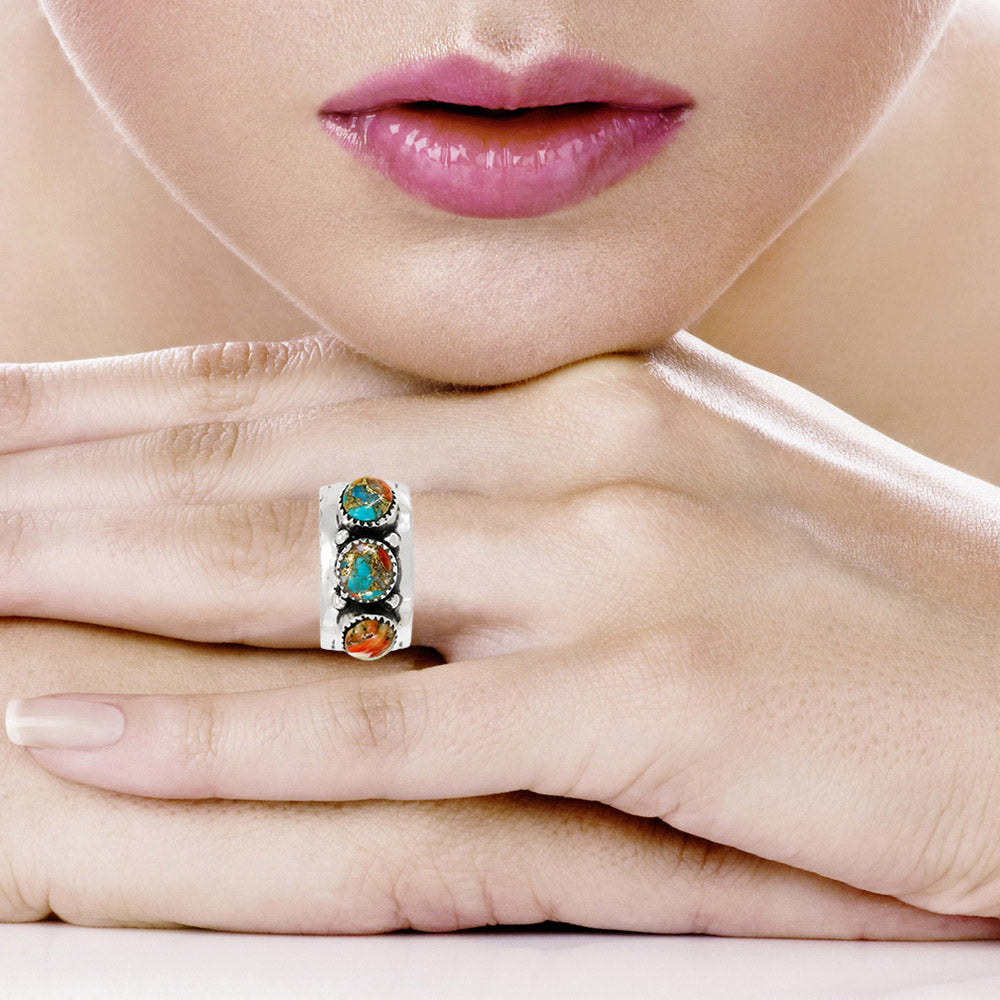 Spiny Turquoise Ring Sterling Silver R2681-C89