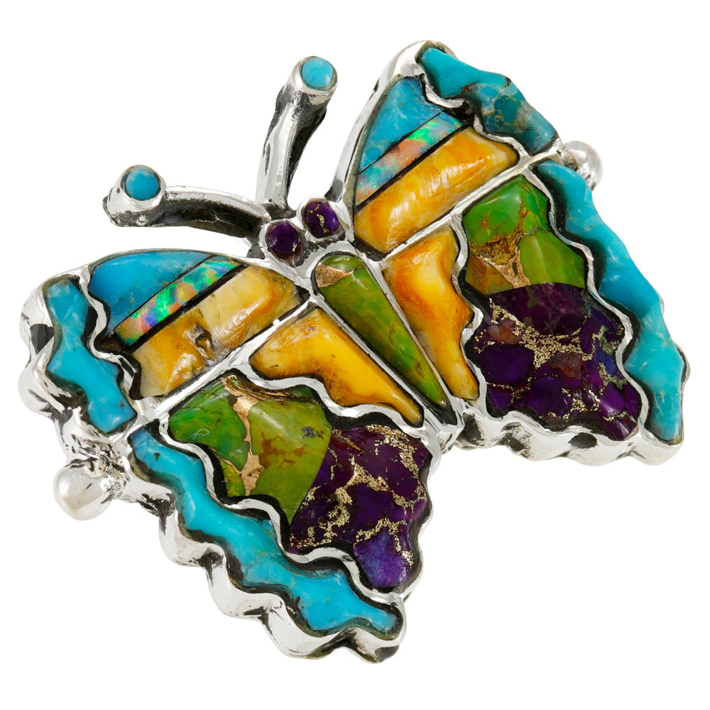 Butterfly Ring Sterling Silver Spiny Turquoise R2682-C71