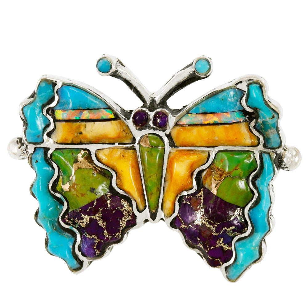 Butterfly Ring Sterling Silver Spiny Turquoise R2682-C71
