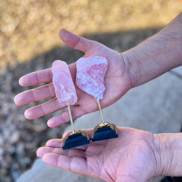 Rose Quartz Geode/Crystal on Stand Z9001-C214