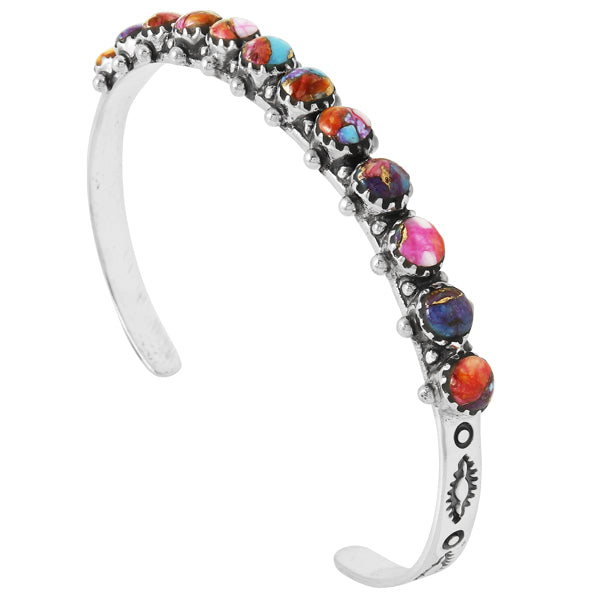 Rainbow Spiny Turquoise Bracelet Sterling Silver B5426-C91