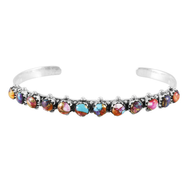 Rainbow Spiny Turquoise Bracelet Sterling Silver B5426-C91