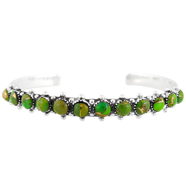 Green Turquoise Bracelet Sterling Silver B5426-C76