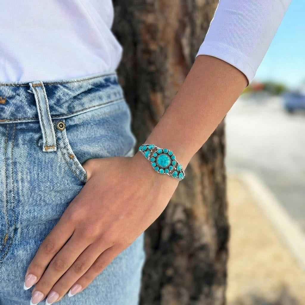 Turquoise Bracelet Sterling Silver B5484-C75