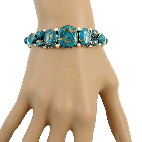 Rainbow Spiny Turquoise Bracelet Sterling Silver B5491-C91