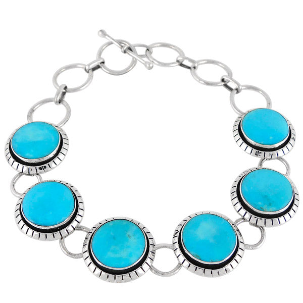 Turquoise Link Bracelet Sterling Silver B5510-C75
