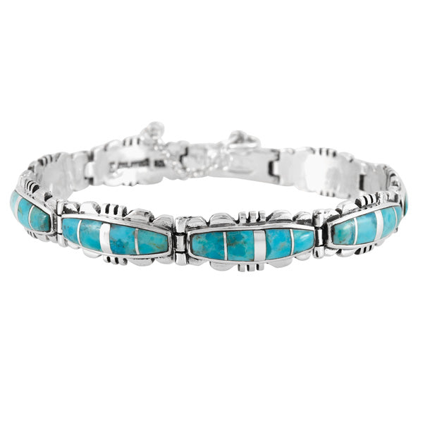 Turquoise Link Bracelet Sterling Silver B5516-C05