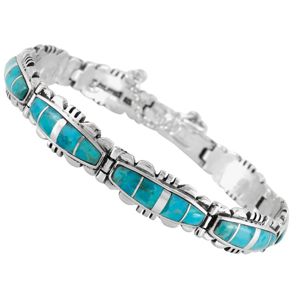 Turquoise Link Bracelet Sterling Silver B5516-C05