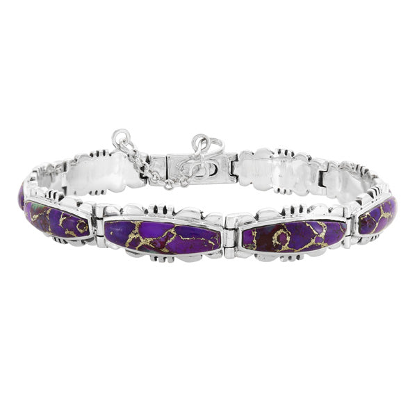 Purple Turquoise Link Bracelet Sterling Silver B5516-C77B