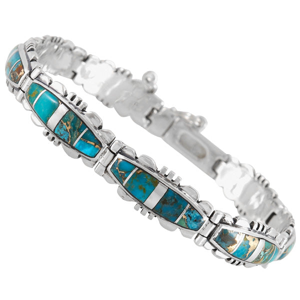 Matrix Turquoise Link Bracelet Sterling Silver B5516-C84A