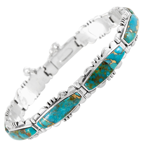 Matrix Turquoise Link Bracelet Sterling Silver B5516-C84B