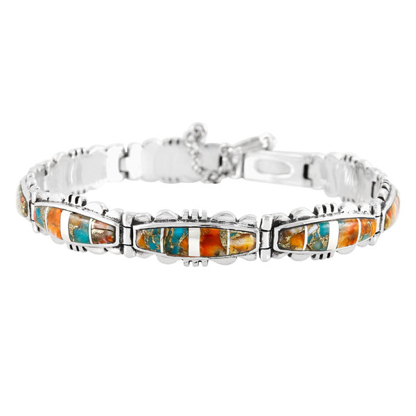 Spiny Turquoise Link Bracelet Sterling Silver B5516-C89A