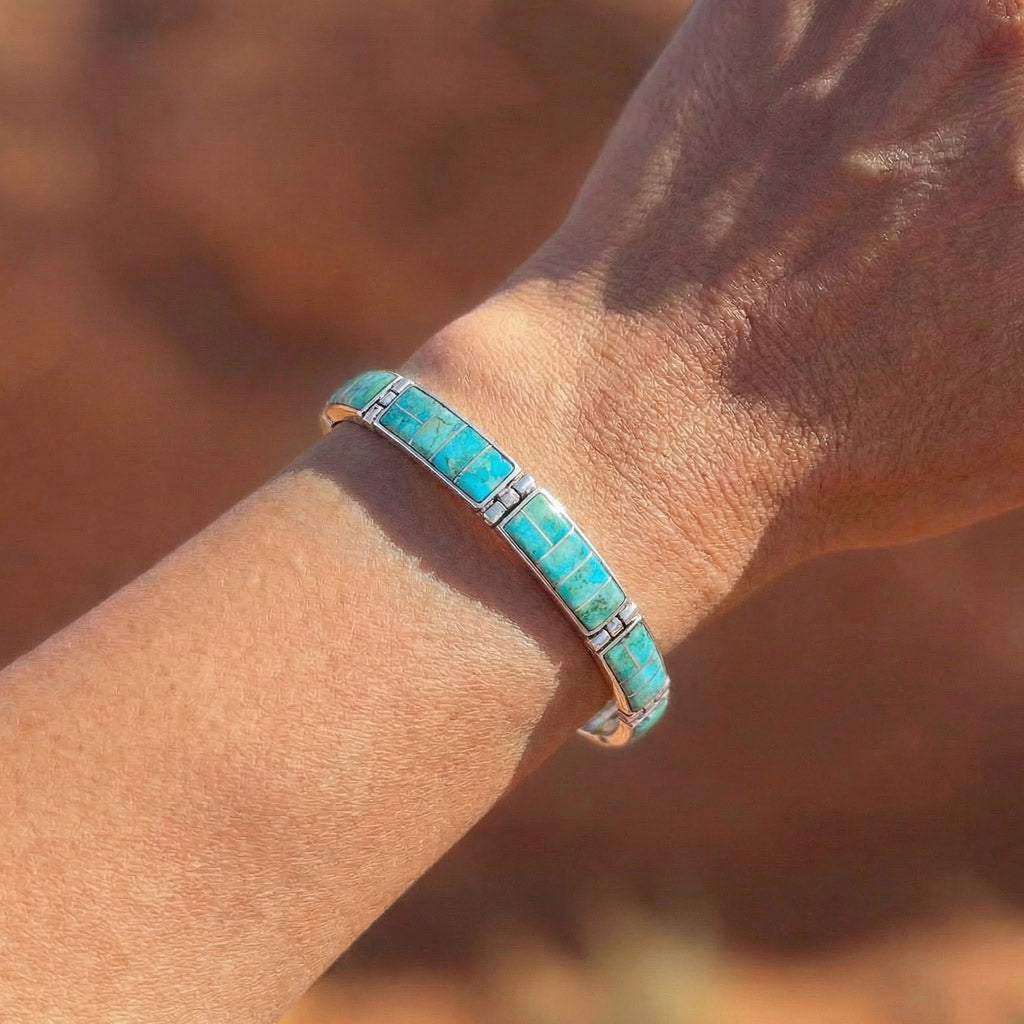 Turquoise Link Bracelet SilverBronzé™ B5518-SB-C05