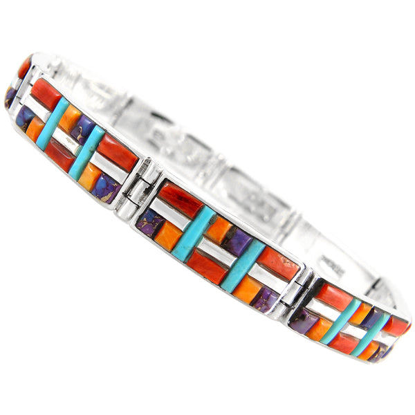 Multicolor Link Bracelet Sterling Silver B5518-C51