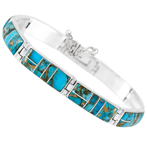 Matrix Turquoise Link Bracelet Sterling Silver B5518-C84